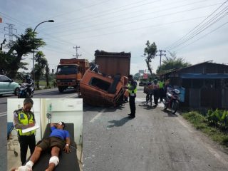 Kepala Truk Patah Setelah Tabrak Mobil 'Misterius'   