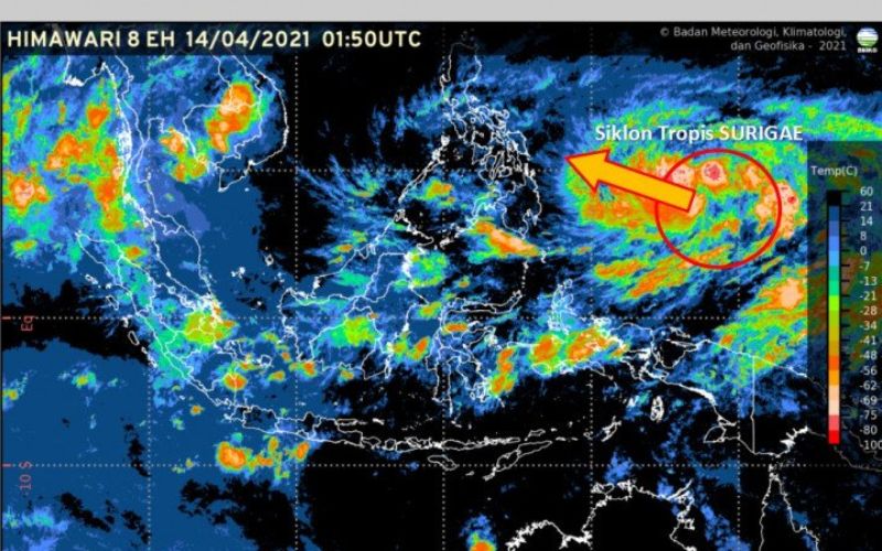 Waspada! BMKG Prediksi Siklon Tropis Surigae Berkembang Jadi Topan