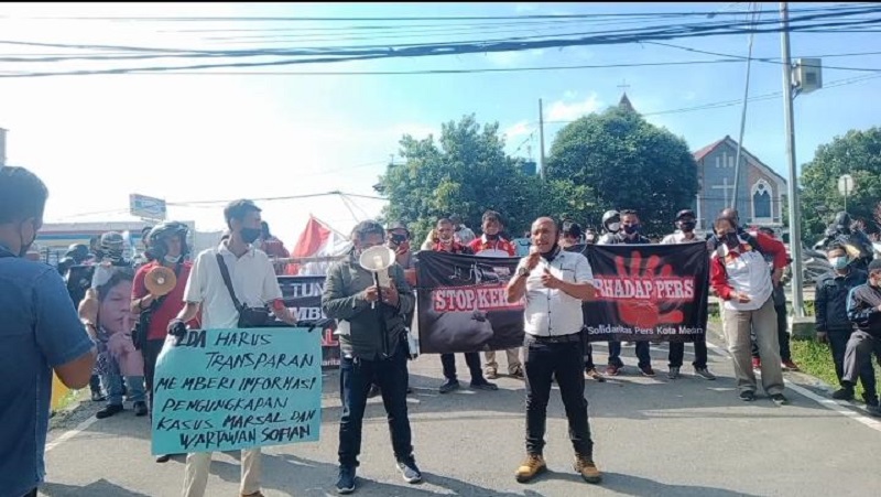 Tuntut Usut Kasus Pembunuhan Wartawan, Solidaritas Pers Kota Medan Gelar Aksi