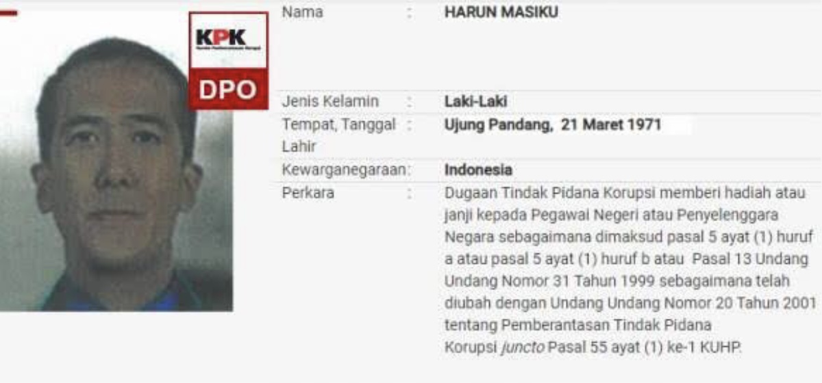 Nama Harun Masiku Tak Ditemukan di Situs Interpol, Ini Kata KPK