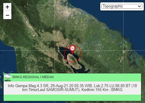 Gempa Magnitudo 4,3 SR Guncang Samosir