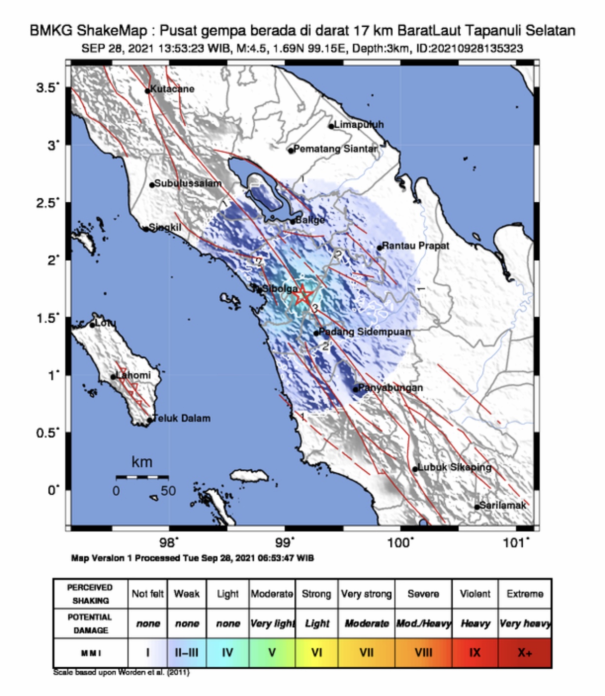 Gempa Magnitudo 4,5 Guncang Tapanuli Selatan Sumut