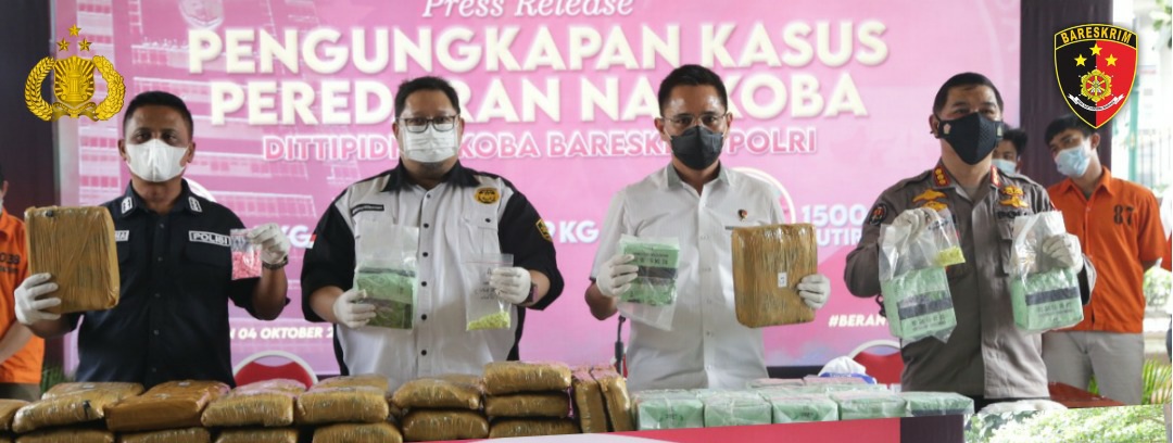 Bareskrim Polri Amankan 29,5 Kg Sabu, 44 Kg Ganja dan 1.500 Butir Ekstasi dari 16 Tersangka