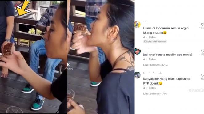 Viral Video Chef Renatta Makan Babi Panggang, Netizen: Agamanya Apa?