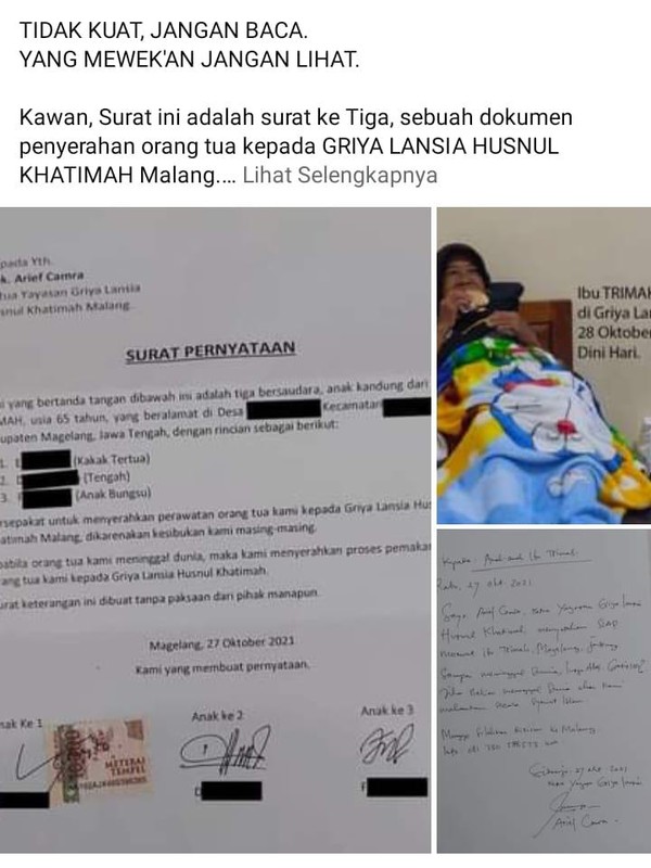 Miris! Dititip ke Panti Jompo oleh 3 Anaknya, Ibu: Berharap untuk Dijemput Kembali