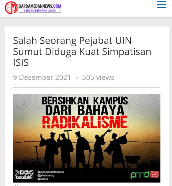 UIN Sumut Diterpa Rumor ISIS, Formapera : Ini Isu Serius, Poldasu Harus Bertindak