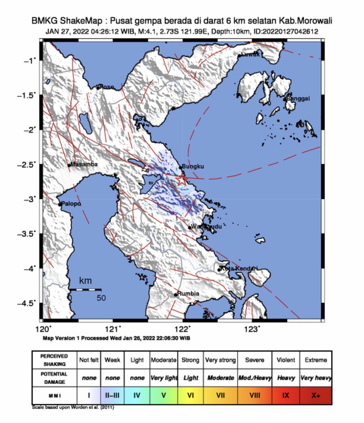 Gempa Magnitudo 4,1 Guncang Kabupaten Morowali