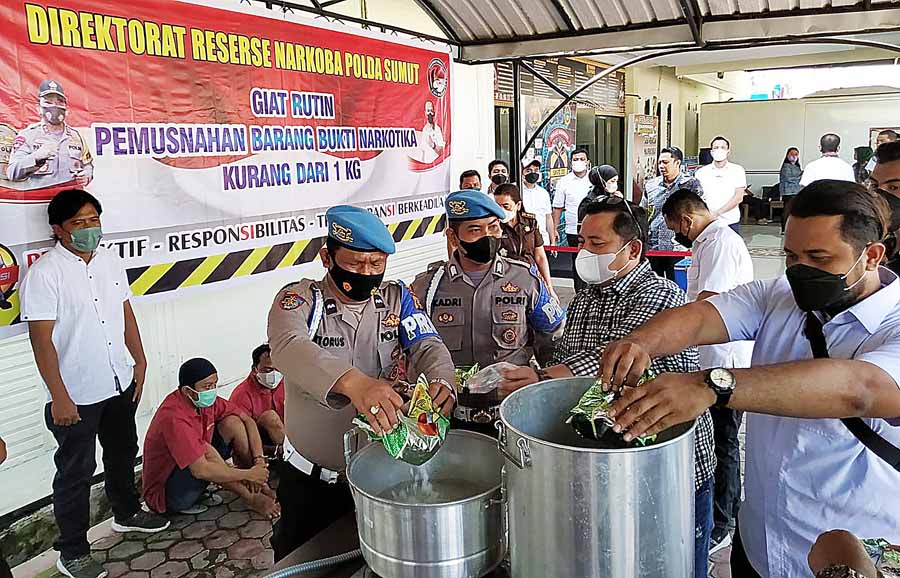 Poldasu Kembali Musnahkan Barang Bukti Narkoba Jenis Sabu