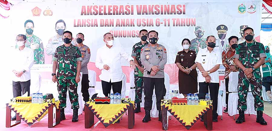 Akselerasi Vaksinasi Lansia dan Pelajar, Kapoldasu, Gubsu dan Pangdam I/BB ‘Serbu’ Nias