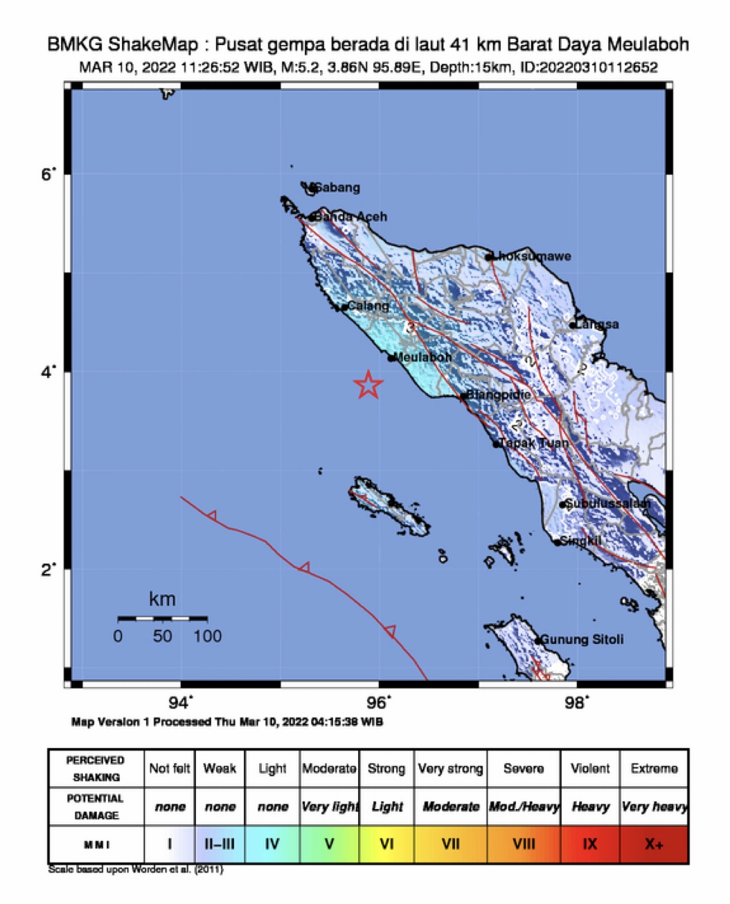 Gempa Magnitudo 5,2 Guncang Meulaboh Aceh Barat