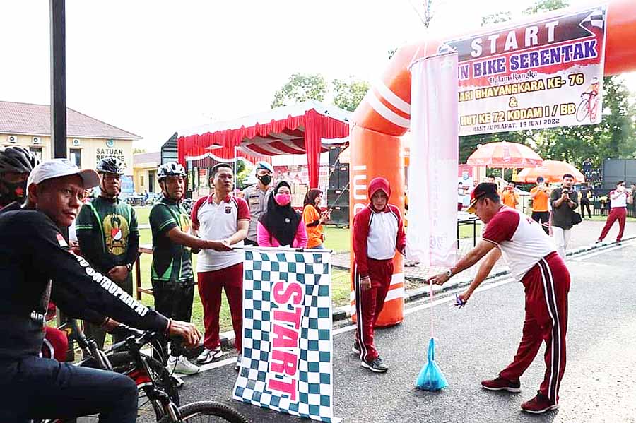 Sambut Hut Bhayangkara ke-76 dan Hut Kodam l/BB Ke-72, Polres Labuhanbatu Gelar Fun Bike