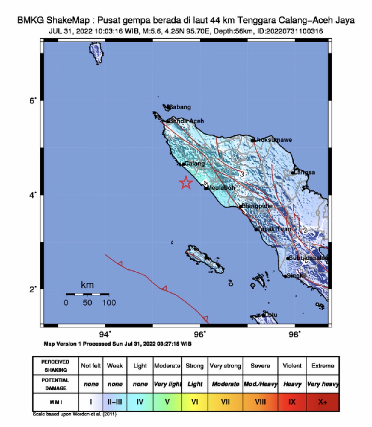 Gempa Magnitudo 5,6 Guncang Aceh Jaya