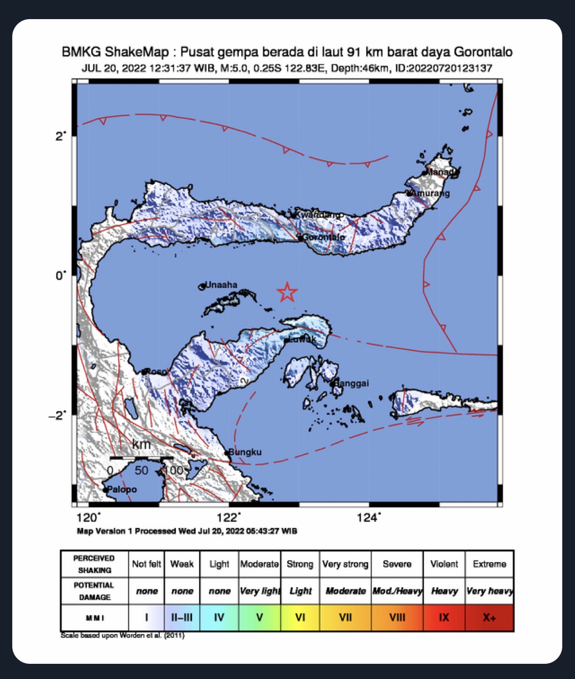 Gempa Magnitudo 5,0 Guncang Gorontalo