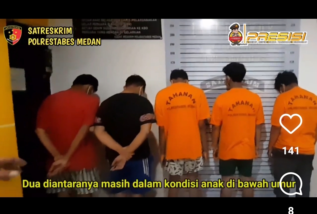 Satreskrim Polrestabes Medan Amankan 5 Pelaku Geng Motor 