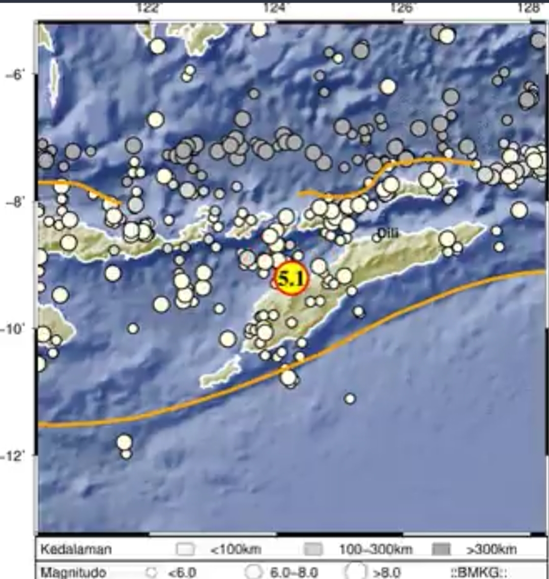 Gempa Berkekuatan M 5,1 Guncang Timor Tengah Utara NTT, Tidak Berpotensi Tsunami