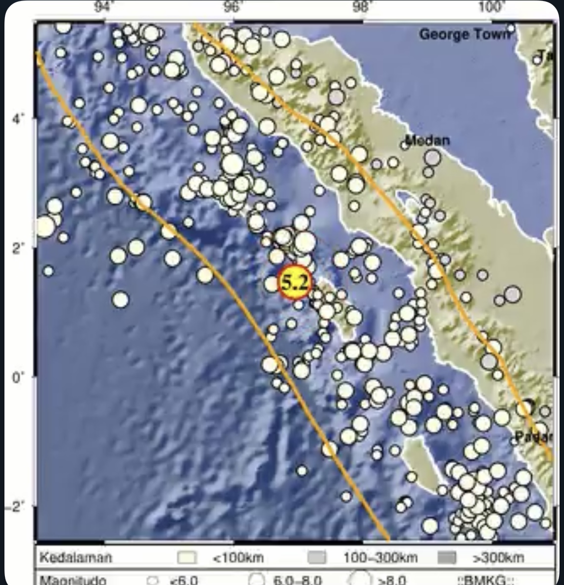 Gempa Berkekuatan M 5,2 Kembali Guncang Nias Utara
