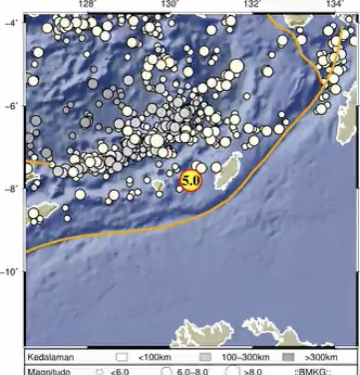 Gempa Magnitudo 5 Guncang Maluku Tenggara, Tidak Berpotensi Tsunami