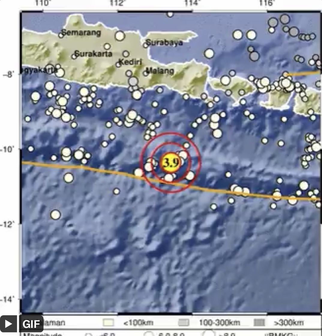 Gempa Magnitudo 3,9 Guncang Jember