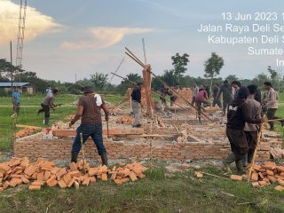 Tim Pengamanan PTPN2 Bongkar Paksa Bangunan Liar di HGU 115 Kebun Bandar Kalifah