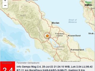 Kabupaten Karo Diguncang Gempa Magnitudo 2,4