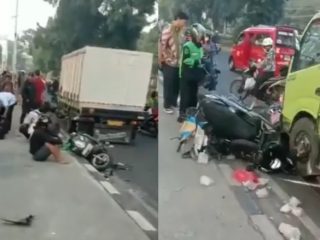 Lawan Arah di Kawasan Lenteng Agung, 7 Pemotor Ditabrak Truk 