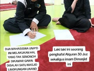 Sepasang Mahasiswa Unand Berbuat Mesum di Masjid Kampus, Rektor: Kita Selidiki