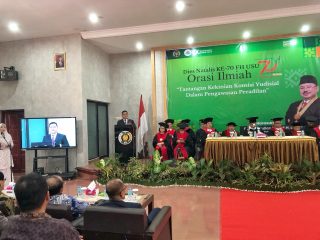 Orasi Ilmiah di Dies Natalis ke 70 FH USU, Ketua KY Sampaikan Tantangan Kekinian Awasi Peradilan