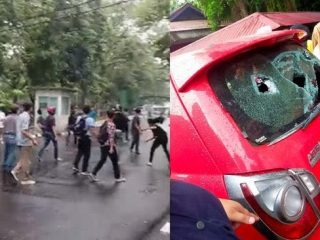 Mahasiswa 2 Fakultas di Unimed Bentrok, Kaca Mobil Pecah