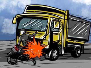 Driver Ojol Tewas Tertabrak Truk di Jakut Pasca Pindah Jalur