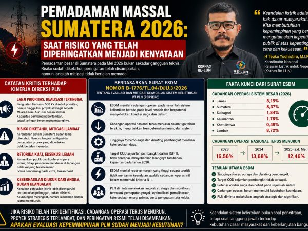 Darmawan Prasodjo Antara Janji Palsu, Risiko Diabaikan dan Sejarah Laporan Bohong Pengelolaan Listrik di Sumatera