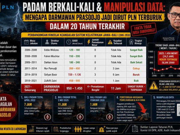 Re-LUN Beberkan Fakta, Darmawan Prasodjo Jadi Dirut PLN Terburuk dalam 20 Tahun Terakhir!